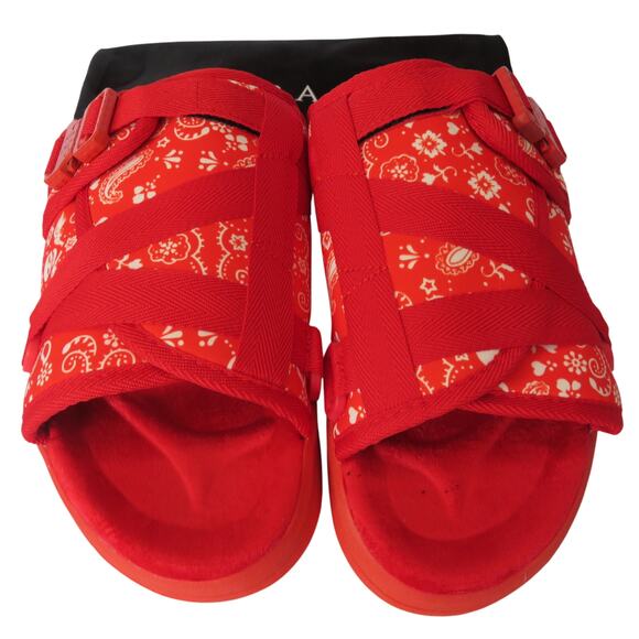 New DRACO Red/White Bandana Men's Slides Sz 11-11.5 -12 w/ Dust Bag - Picture 2 of 6